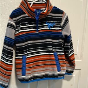 Striped Pullover with Blue and Orange Accents